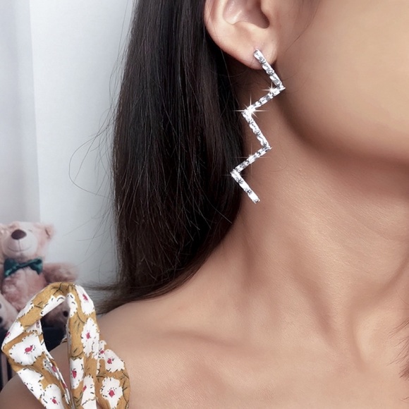 Jewelry - Crystal Zig-Zag Prom Bridal Earrings